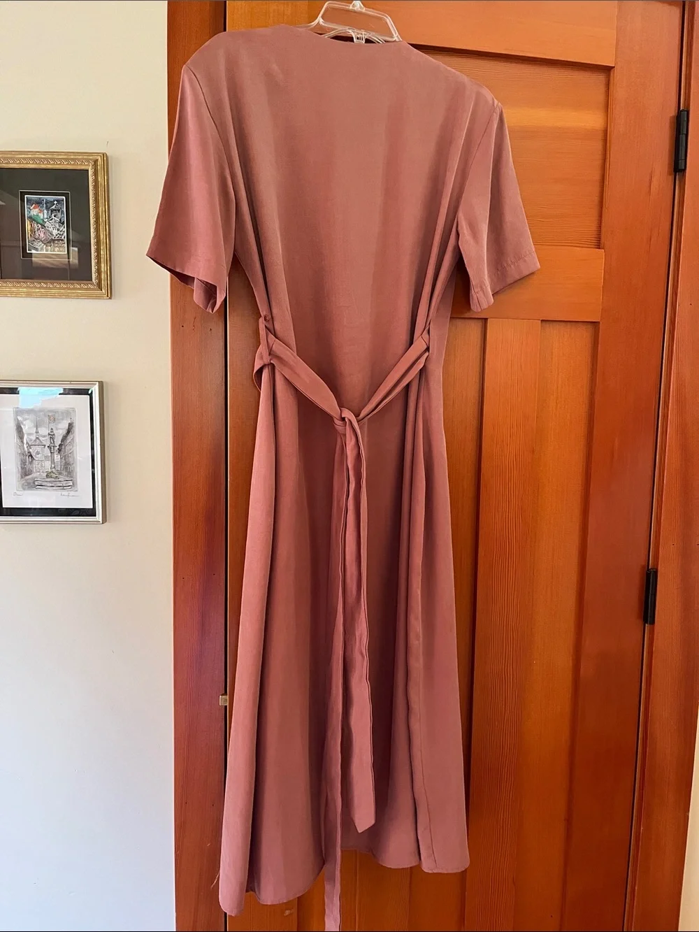 Boheme Dusty Rose Asymmetric Button Midi Dress - Picture 3 of 3